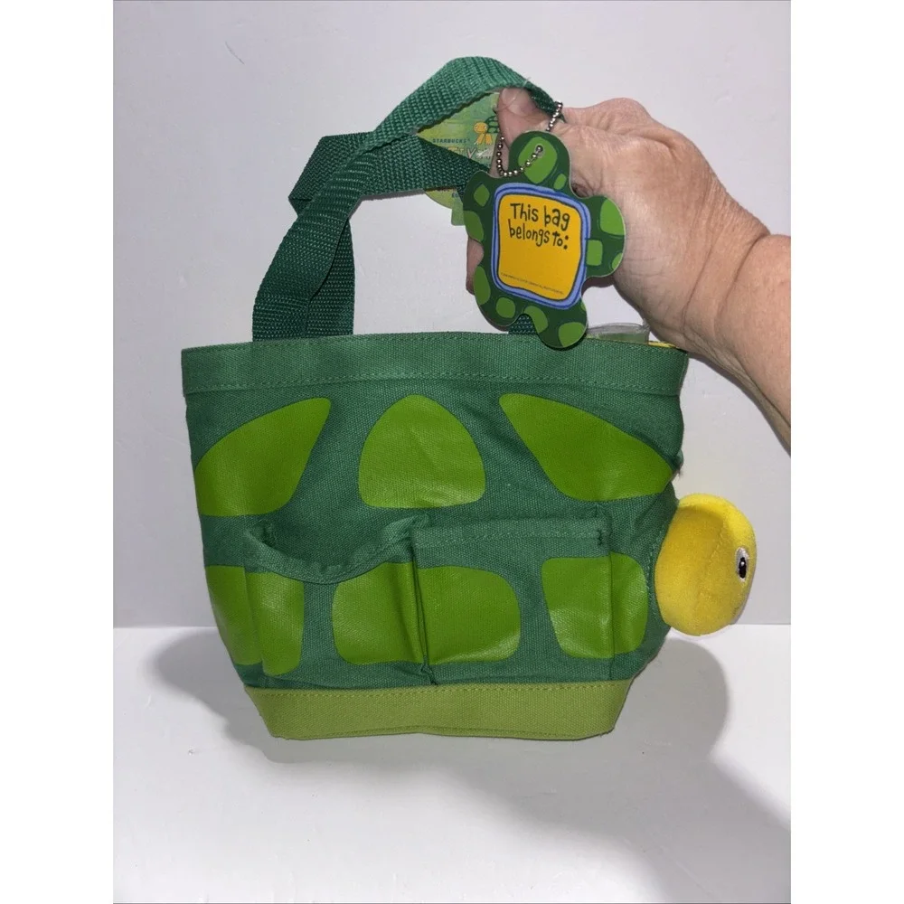 Starbucks Kids Yellow Green Turtle Tote Bag Pockets Top Handle Art Purse 2007